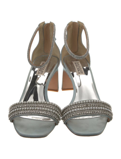 Badgley Mischka Satin Crystal Embellishments Sandals