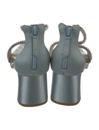 Badgley Mischka Satin Crystal Embellishments Sandals