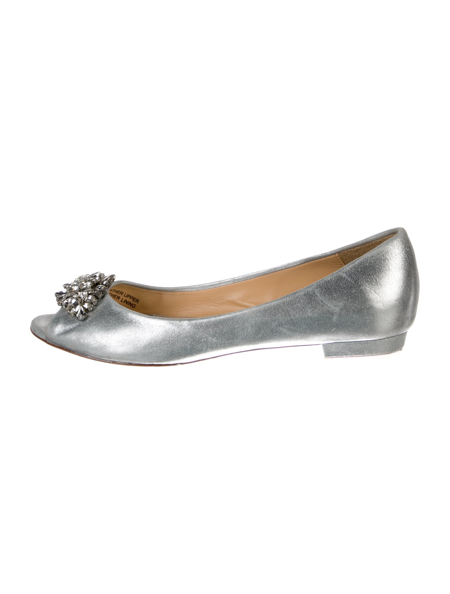Badgley Mischka Suede Crystal Embellishments Flats