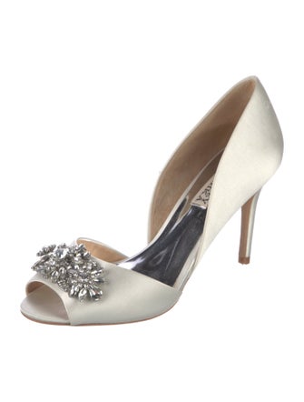 Badgley Mischka Satin Crystal Embellishments D'Orsay Pumps