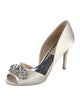 Badgley Mischka Satin Crystal Embellishments D'Orsay Pumps