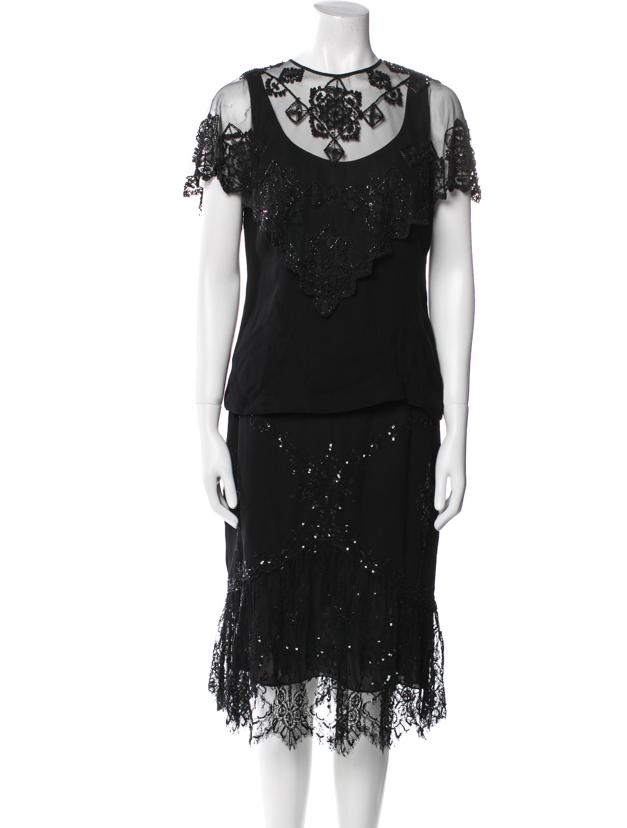 Badgley Mischka Lace Pattern Skirt Set