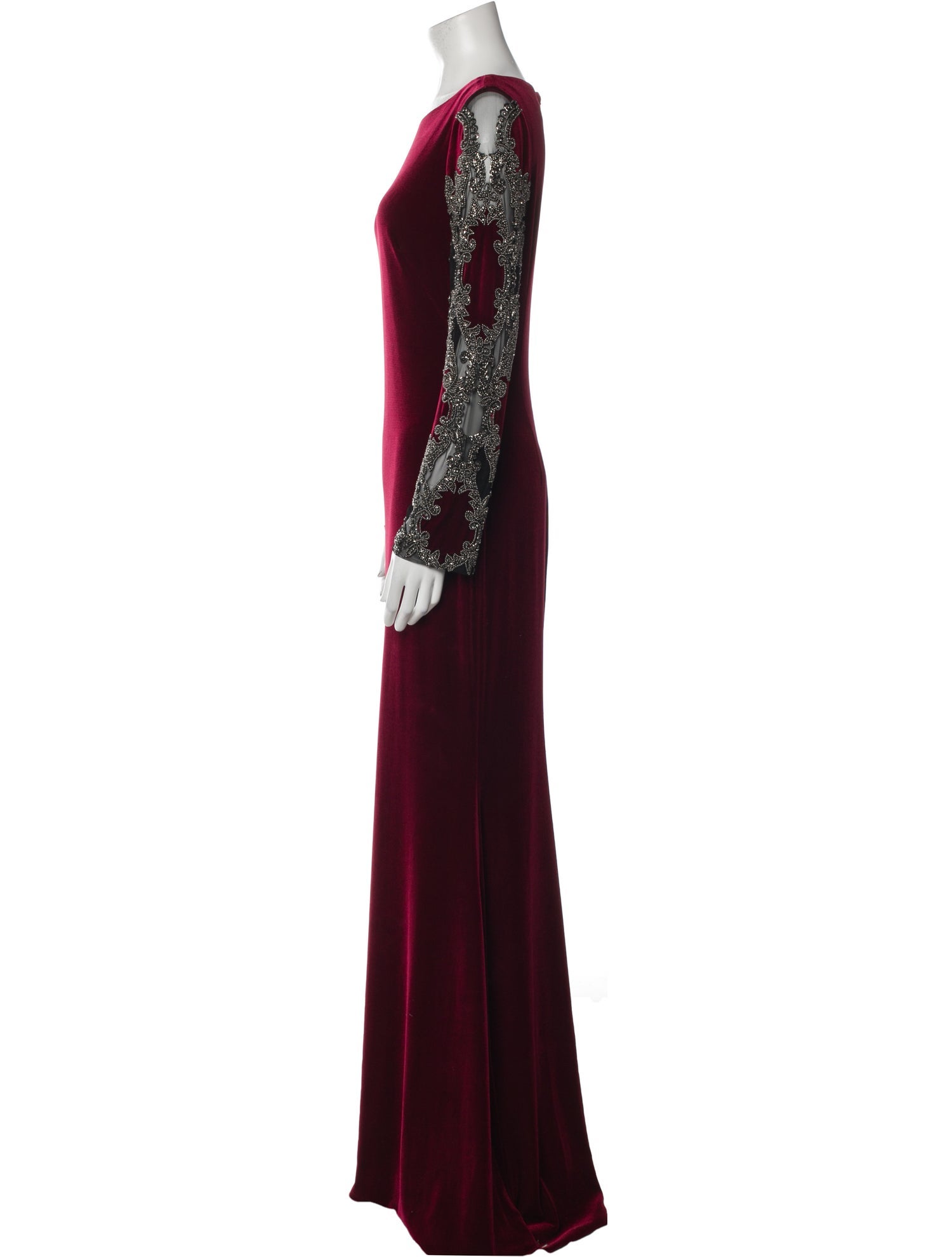 Badgley Mischka Bateau Neckline Long Dress