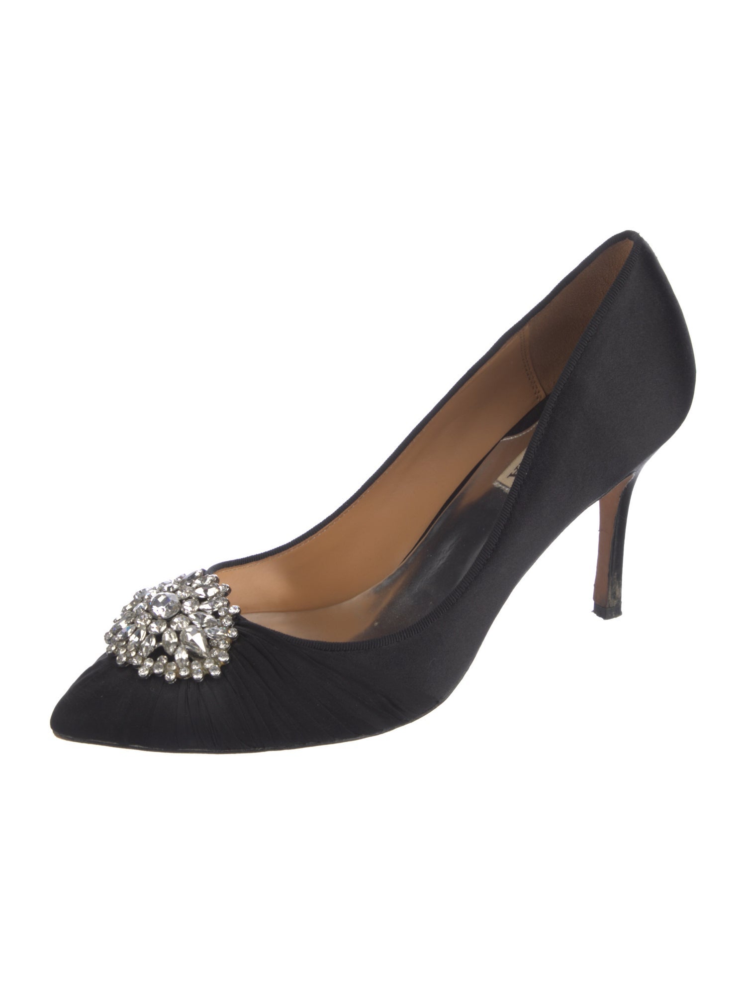Badgley Mischka Satin Crystal Embellishments Pumps