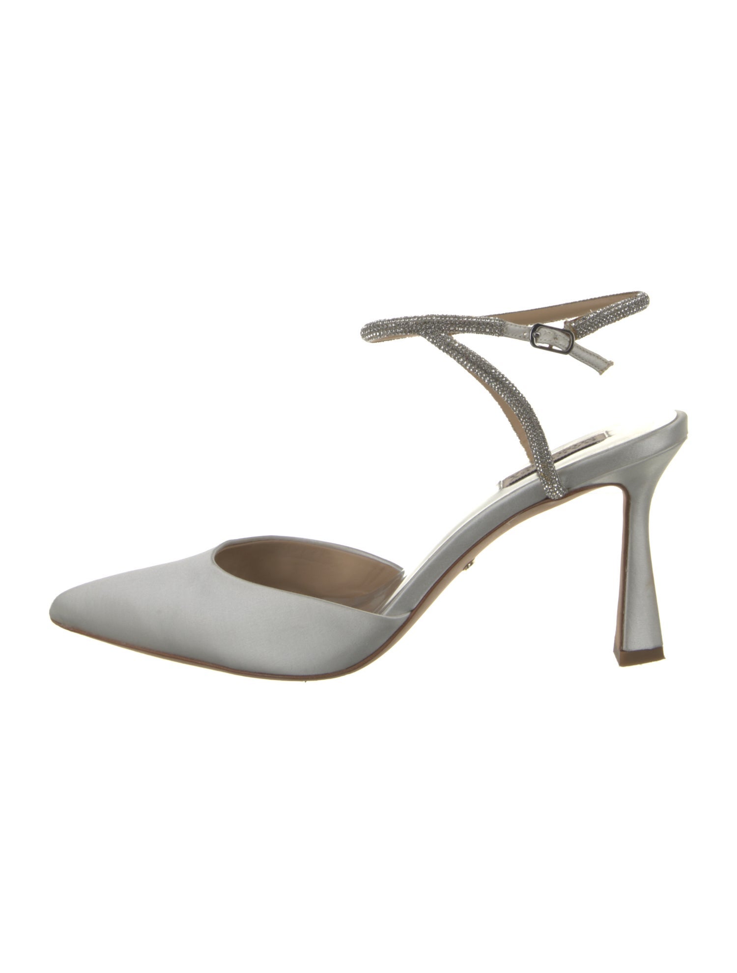 Badgley Mischka Satin Crystal Embellishments Slingback Pumps