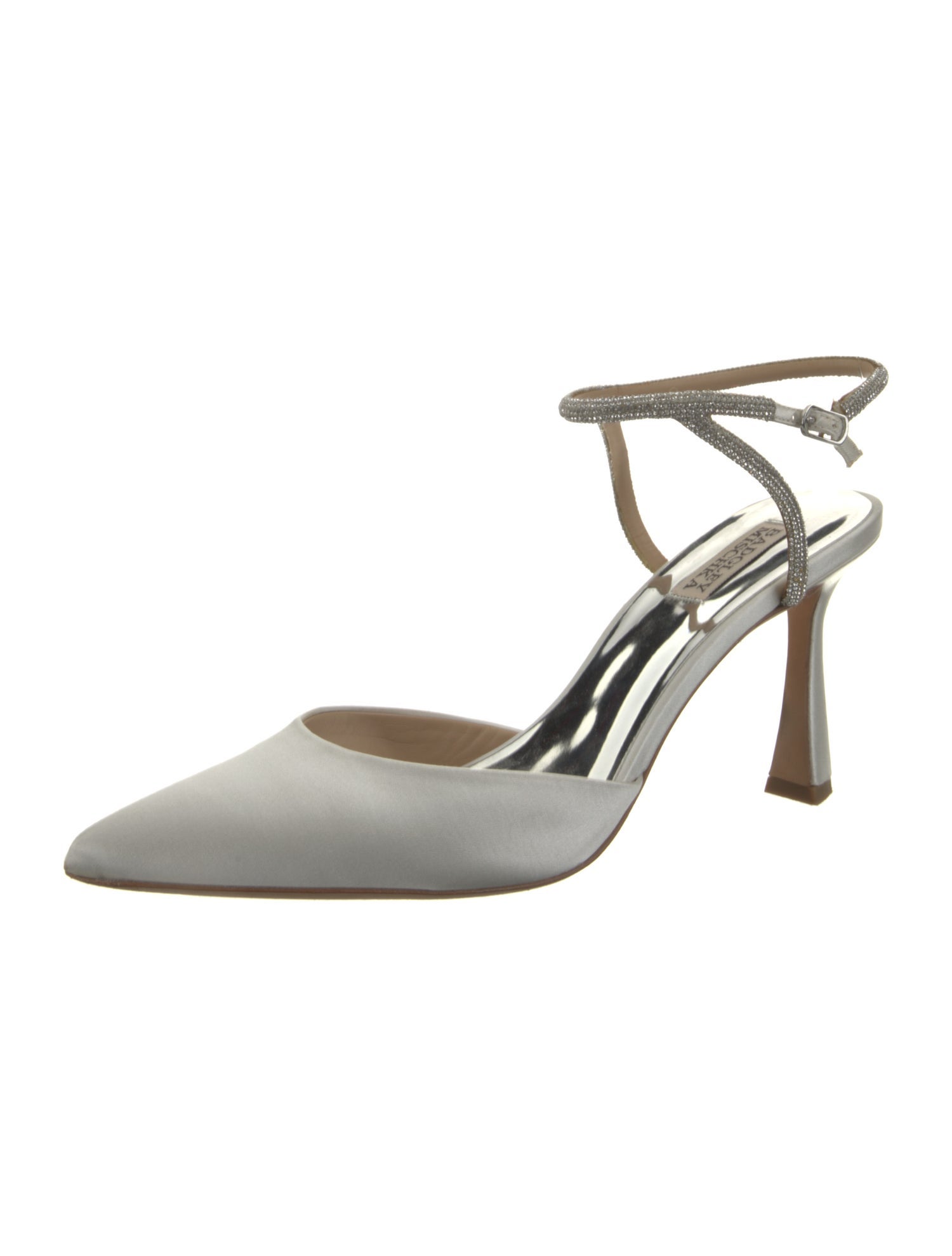 Badgley Mischka Satin Crystal Embellishments Slingback Pumps