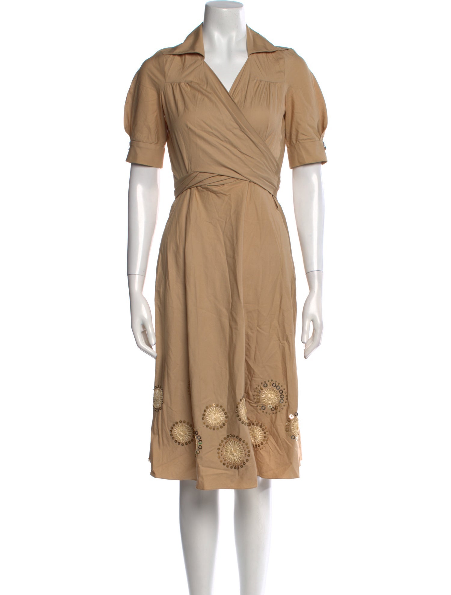 Badgley Mischka V-Neck Knee-Length Dress