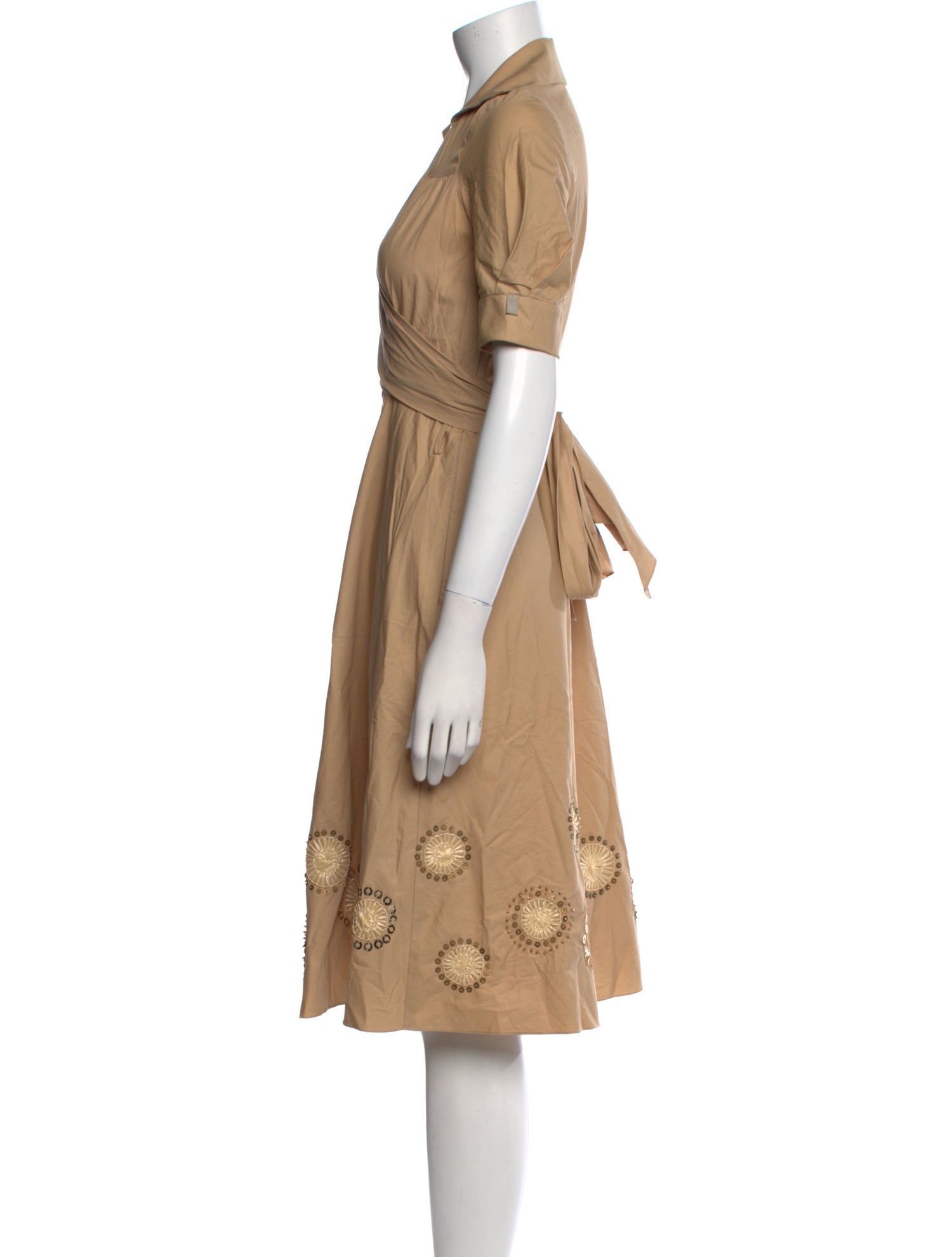 Badgley Mischka V-Neck Knee-Length Dress