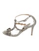 Badgley Mischka Suede Crystal Embellishments T-Strap Sandals