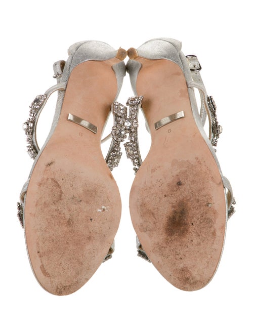 Badgley Mischka Suede Crystal Embellishments T-Strap Sandals