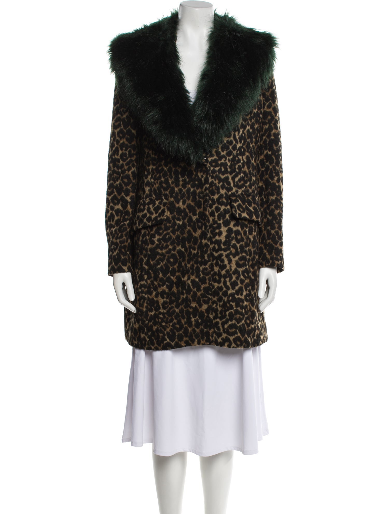 Badgley Mischka Animal Print Faux Fur Coat