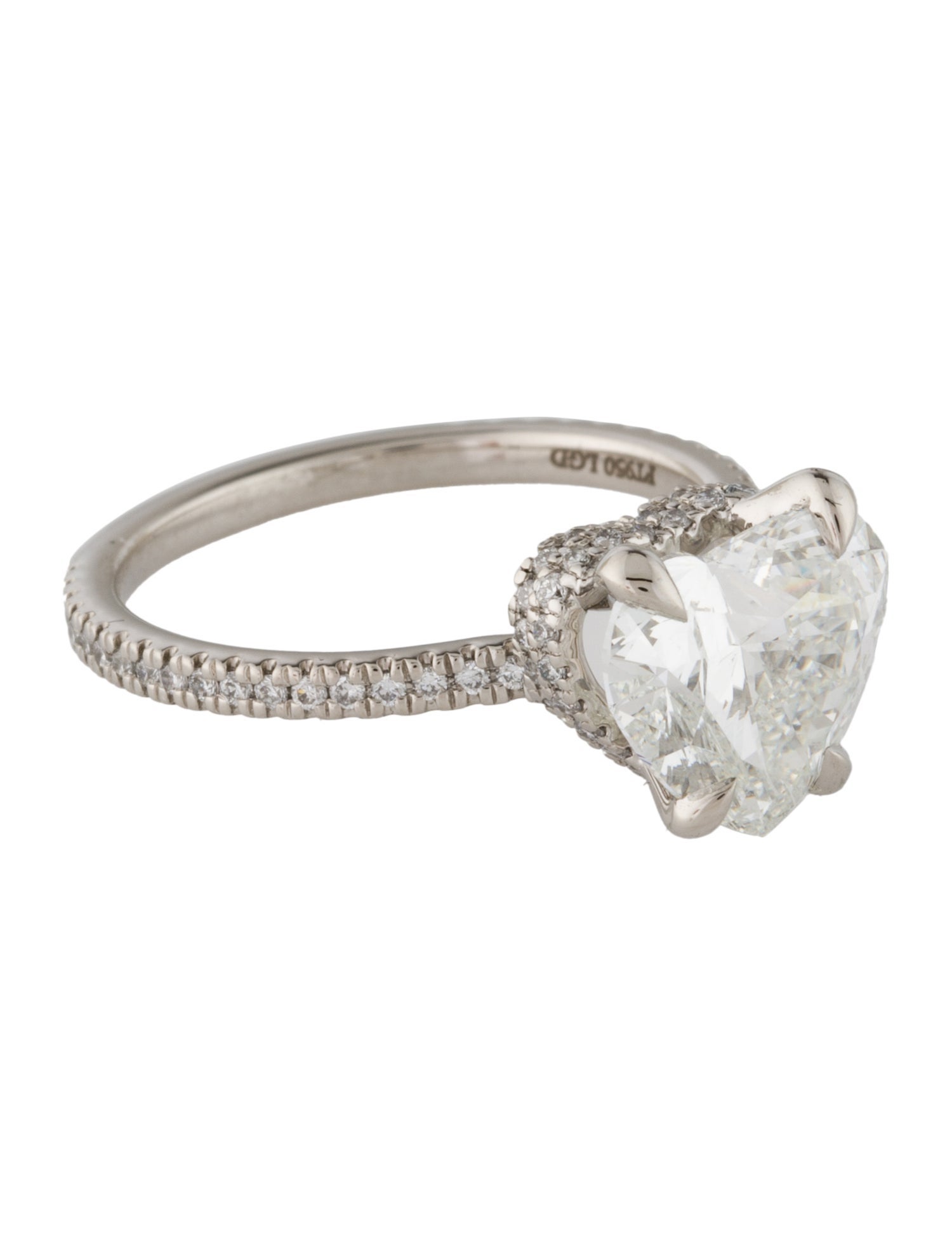 Badgley Mischka Platinum 3.16ct Lab-Grown Diamond Heart Engagement Ring