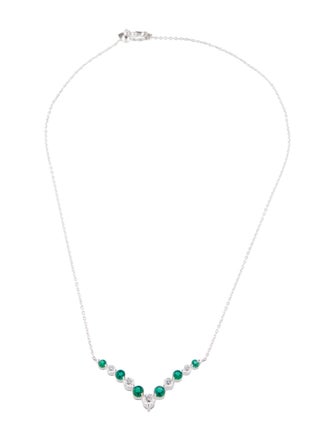 Badgley Mischka 14K Synthetic Emerald & Lab-Grown Diamond Collar Necklace