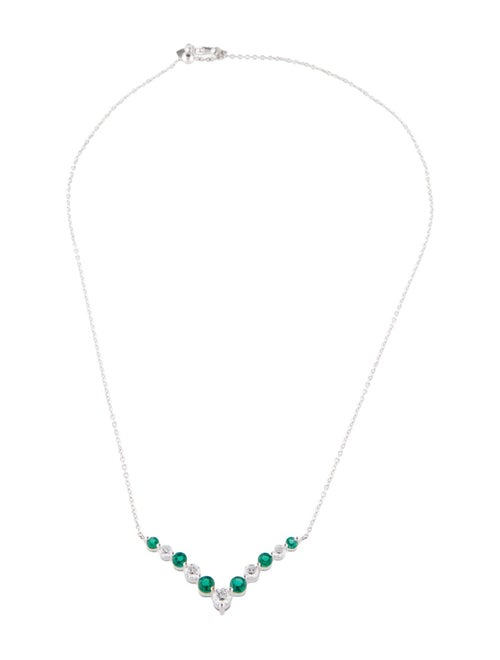 Badgley Mischka 14K Synthetic Emerald & Lab-Grown Diamond Collar Necklace