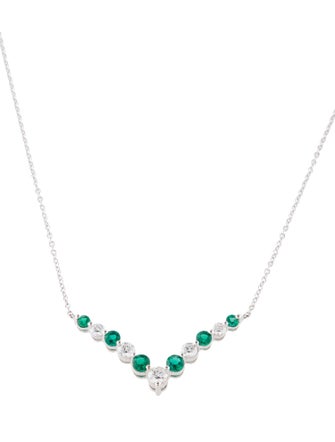 Badgley Mischka 14K Synthetic Emerald & Lab-Grown Diamond Collar Necklace