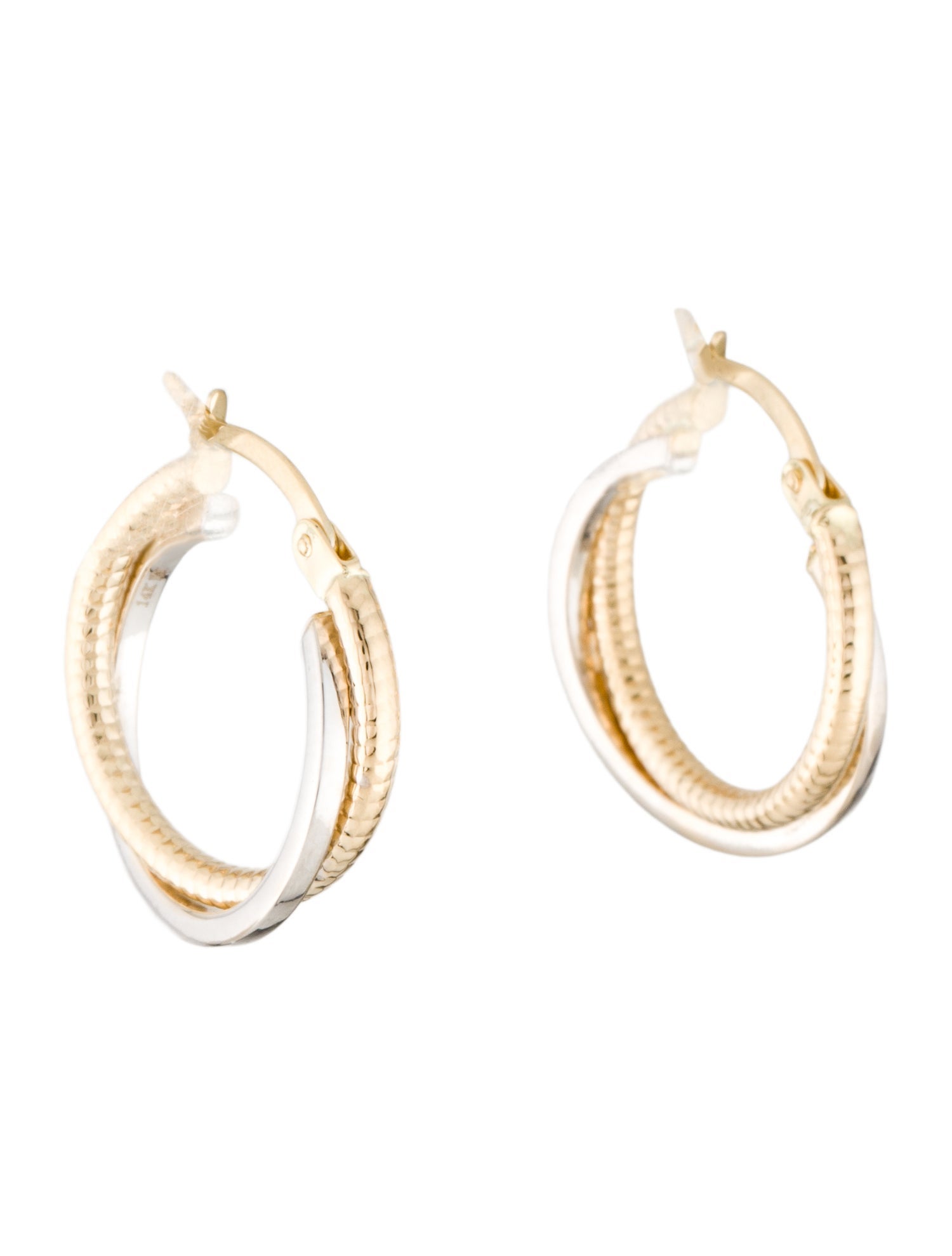 Badgley Mischka 14K Two-Tone Hoop Earrings