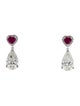 Badgley Mischka 14K 3.10ctw Lab-Grown Diamond & Ruby Drop Earrings
