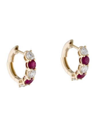Badgley Mischka 14K Ruby & Lab-Grown Diamond Huggie Earrings