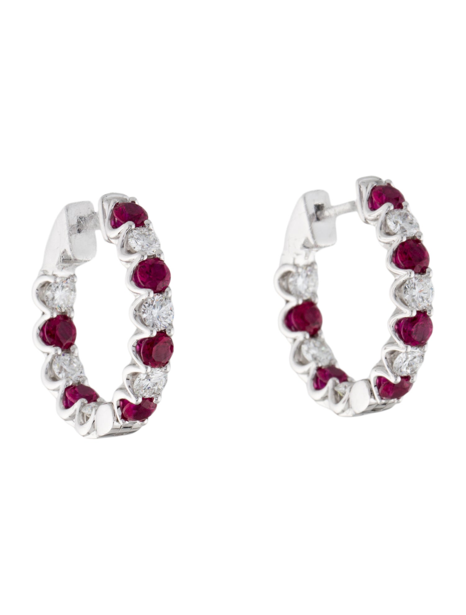 Badgley Mischka 14K Synthetic Ruby & Lab-Grown Diamond Inside-Out Hoop Earrings