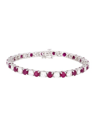 Badgley Mischka 14K Lab-Grown Diamond & Ruby Tennis Bracelet