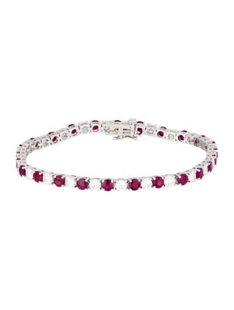 Badgley Mischka 14K Lab-Grown Diamond & Ruby Tennis Bracelet