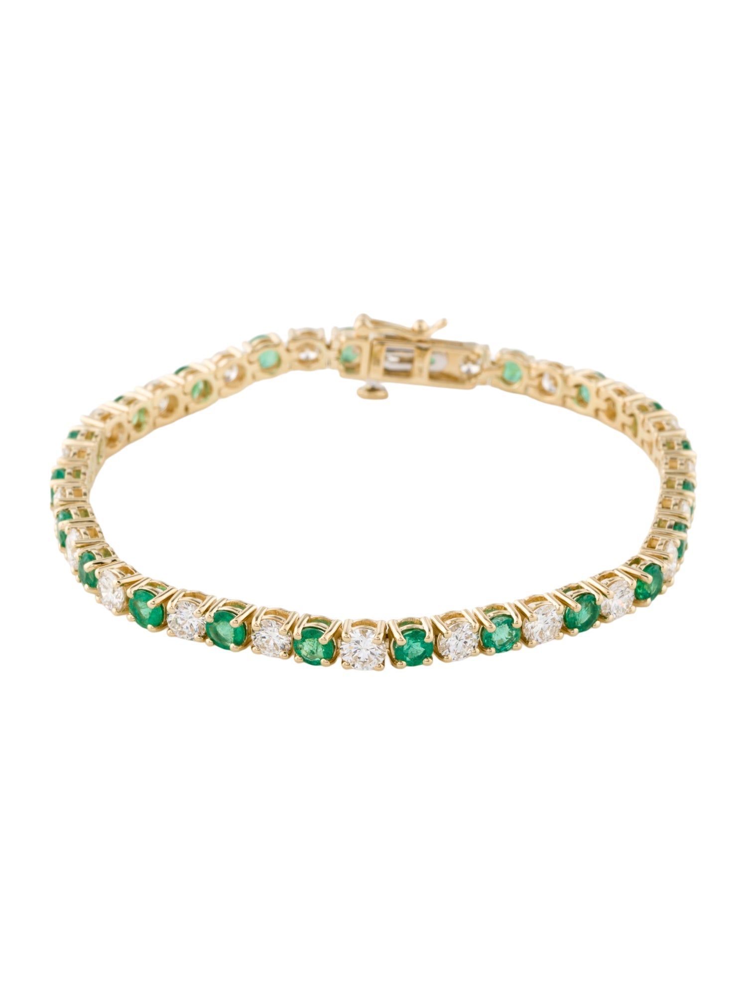 Badgley Mischka 14K 4.20ct Emerald & 5.00ct Lab-Grown Diamond Tennis Bracelet
