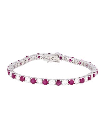 Badgley Mischka 14K Lab-Grown Diamond & Ruby Tennis Bracelet