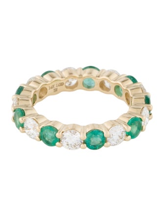 Badgley Mischka 14K 1.84ctw Emerald & 1.55ct Lab-Grown Diamond Eternity Band