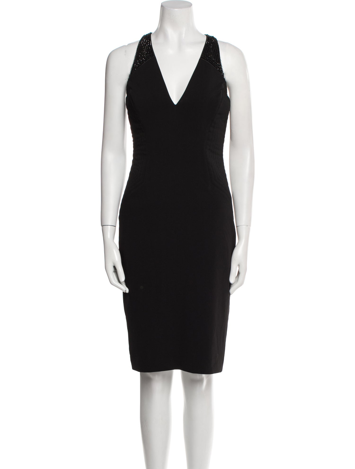 Badgley Mischka V-Neck Knee-Length Dress