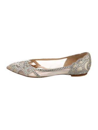 Badgley Mischka Lace Pattern Crystal Embellishments D'Orsay Flats