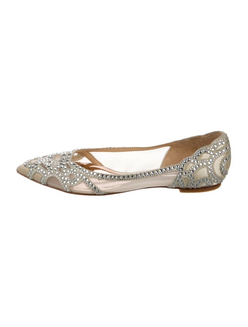 Badgley Mischka Lace Pattern Crystal Embellishments D'Orsay Flats