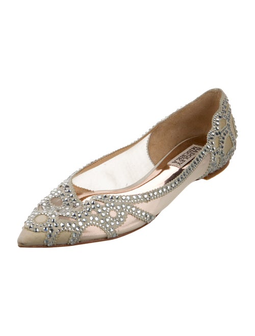 Badgley Mischka Lace Pattern Crystal Embellishments D'Orsay Flats