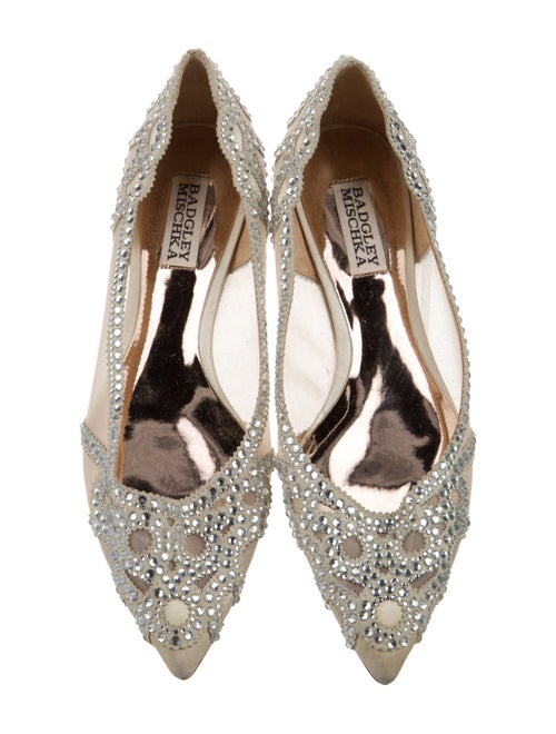 Badgley Mischka Lace Pattern Crystal Embellishments D'Orsay Flats