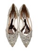 Badgley Mischka Lace Pattern Crystal Embellishments D'Orsay Flats