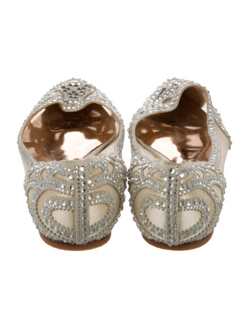 Badgley Mischka Lace Pattern Crystal Embellishments D'Orsay Flats