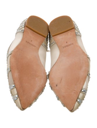 Badgley Mischka Lace Pattern Crystal Embellishments D'Orsay Flats
