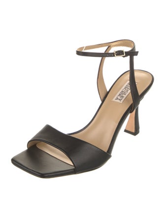 Badgley Mischka Leather Crystal Embellishments Sandals