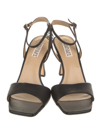 Badgley Mischka Leather Crystal Embellishments Sandals