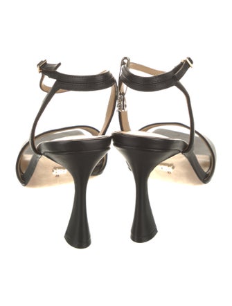 Badgley Mischka Leather Crystal Embellishments Sandals