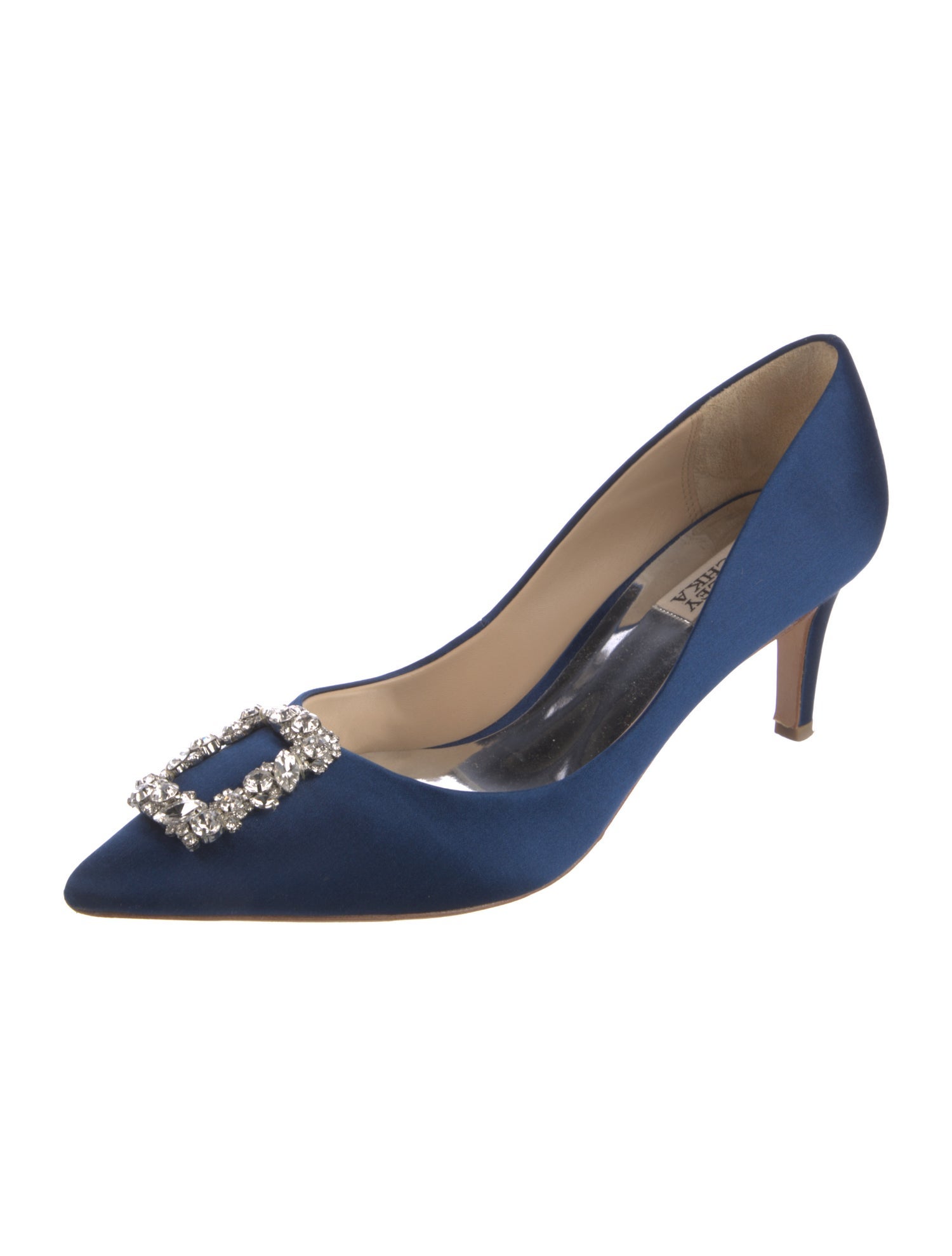 Badgley Mischka Satin Crystal Embellishments Pumps