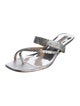 Badgley Mischka Leather Crystal Embellishments Slides
