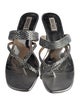 Badgley Mischka Leather Crystal Embellishments Slides