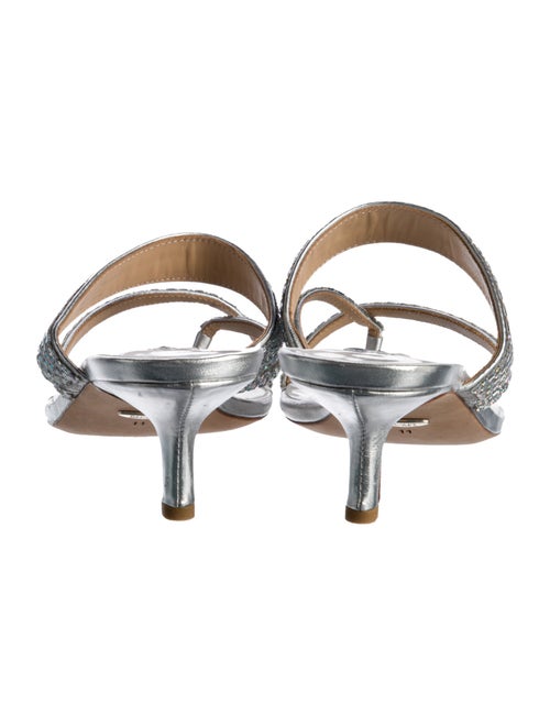 Badgley Mischka Leather Crystal Embellishments Slides