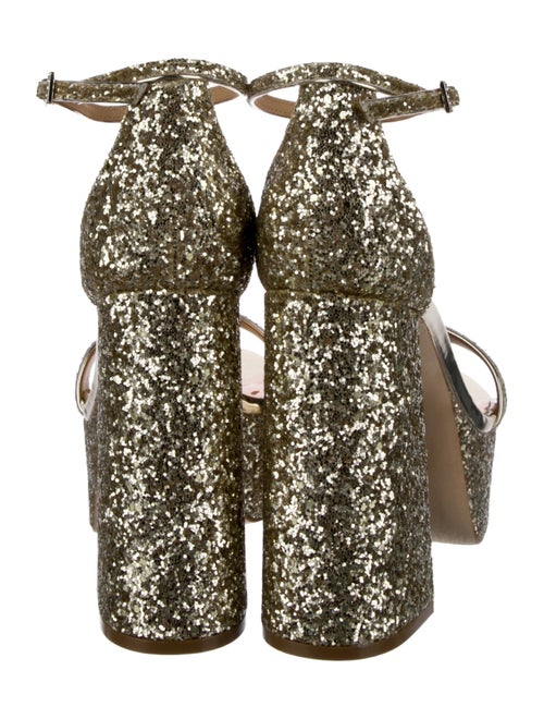 Badgley Mischka Glitter Leather Trim Embellishment Sandals