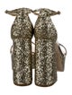 Badgley Mischka Glitter Leather Trim Embellishment Sandals