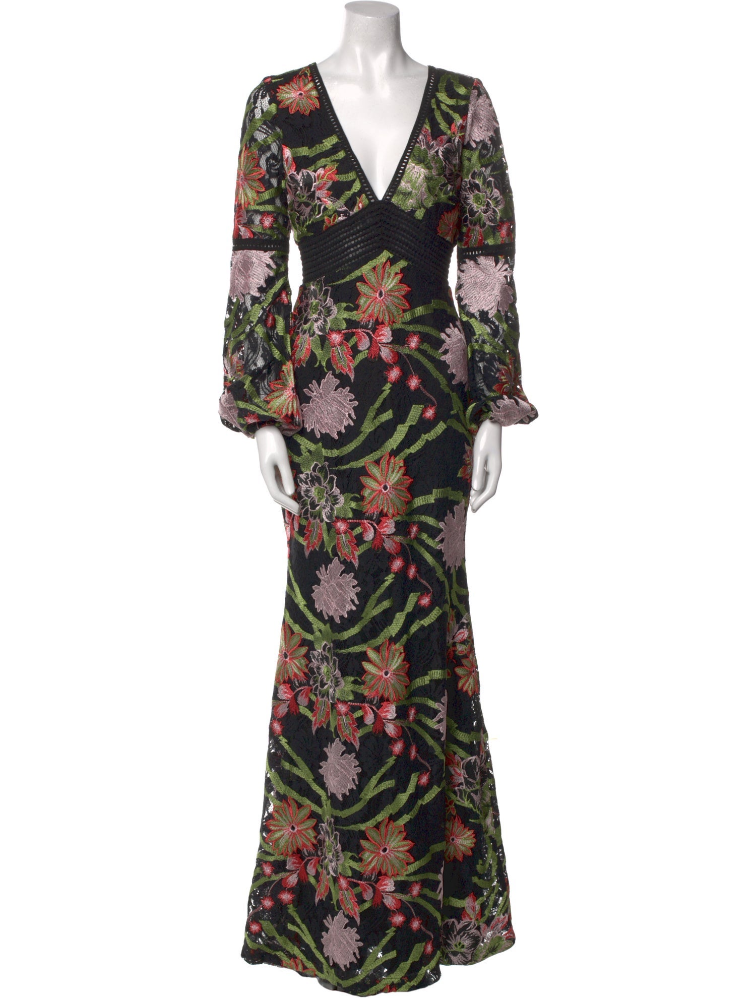 Badgley Mischka Floral Print Long Dress w/ Tags