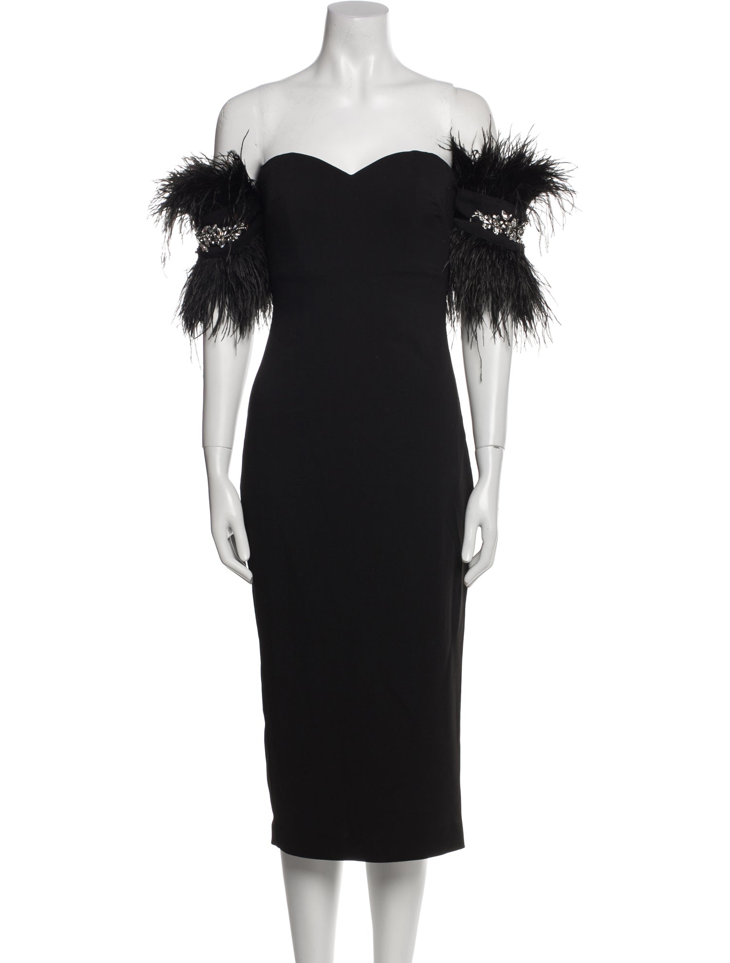 Badgley Mischka Off-The-Shoulder Knee-Length Dress