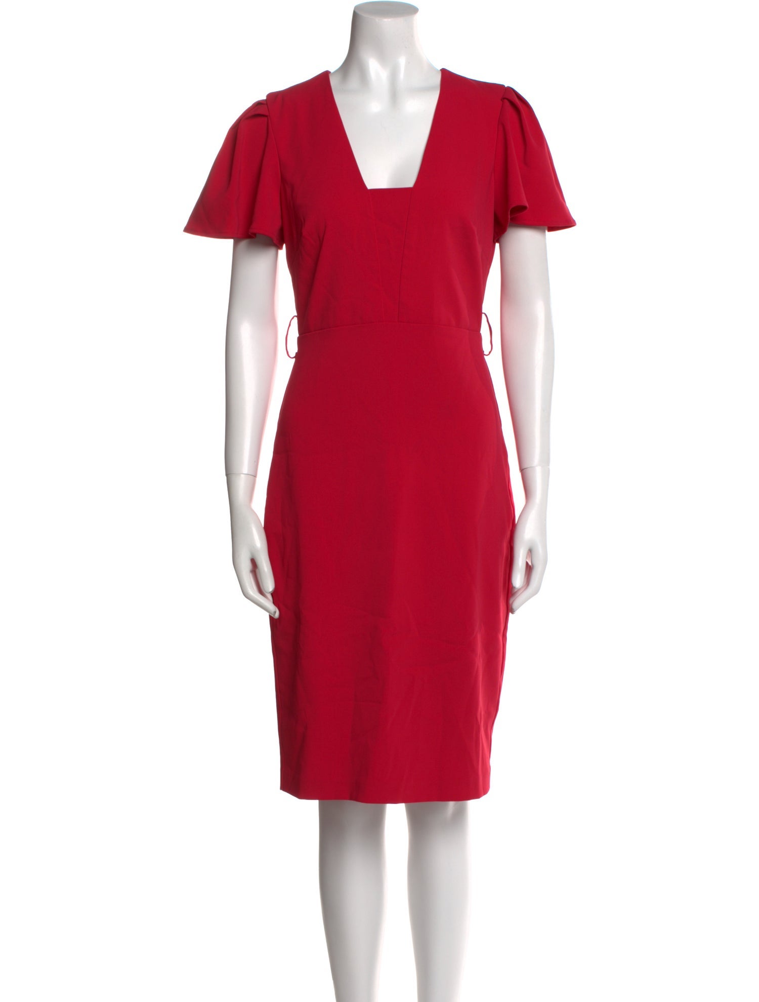 Badgley Mischka Square Neckline Knee-Length Dress