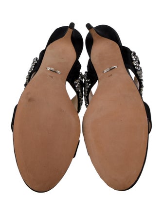 Badgley Mischka Satin Crystal Embellishments Slides