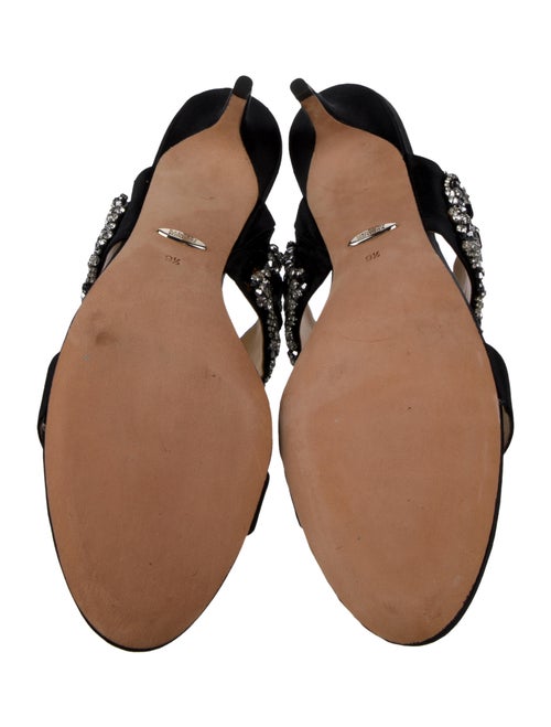 Badgley Mischka Satin Crystal Embellishments Slides